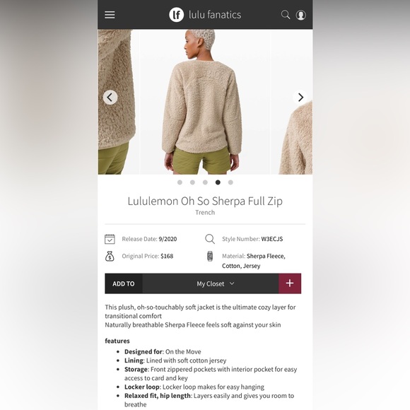 NWOT Lululemon Oh So Sherpa Full Zip Size 6 - Picture 9 of 9